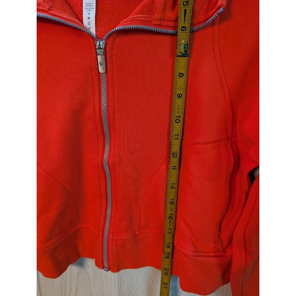 Lululemon Scuba Crop Sweatshirt Size 6 Red Orange Full Zip Cropped Hoodie Hood - Picture 7 of 7